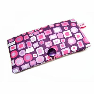 Geldbörse Portemonnaie Retro Style lila pink Geldbeutel Portmonee Börse Stoffportemonnaie / Kreise / Karo