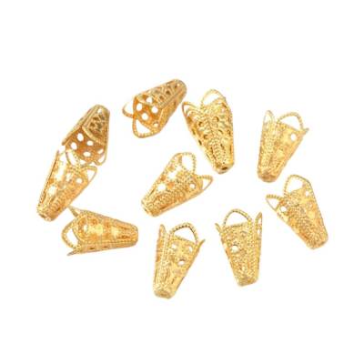 Perlkappen Tütenform, 16 mm, vergoldet 20 Stück