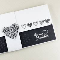 Gutscheinverpackung Geldgeschenk Wunscherfüller Geschenkverpackung  Einladung schwarz-weiß Liebe Love Valentinstag Bild 3