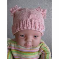 Hübsche Sommer Babymütze mit Ohren Hellrosa Gr. 38/40 Bild 1