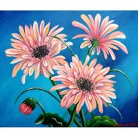Acrylbild GERBERAS 60cm x 50cm - Blume Malerei Bild Kunst Leinwand Blüte Leinwandbild Bild 1