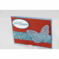 Grußkarte "Schmetterling" in Terracotta und Blautönen Bild 1