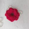 gefilzte Blume rot mit Rocaillesperlen Bild 3