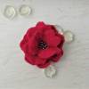 gefilzte Blume rot mit Rocaillesperlen Bild 4