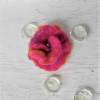 Filzblume Rosa Gelb Pink mit Wachsperle als Brosche Filzblüte Bild 4