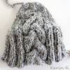 Clutch Schmuck- Tasche Strick- Tasche Mini- Tasche Täschli Grau Weiß aus Wolle von Lana Grossa Bild 4