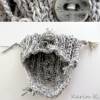 Clutch Schmuck- Tasche Strick- Tasche Mini- Tasche Täschli Grau Weiß aus Wolle von Lana Grossa Bild 6