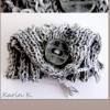 Clutch Schmuck- Tasche Strick- Tasche Mini- Tasche Täschli Grau Weiß aus Wolle von Lana Grossa Bild 7