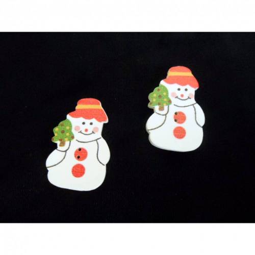 Holzknopf Schneemann Weihnachten 1 Stk.
