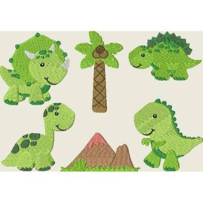 Stickdatei Dino Dinosaurier Dinoland Puschen Set Kleine Motive