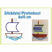 Stickdatei, Applikation,  Piratenboot 7x10 cm Bild 1