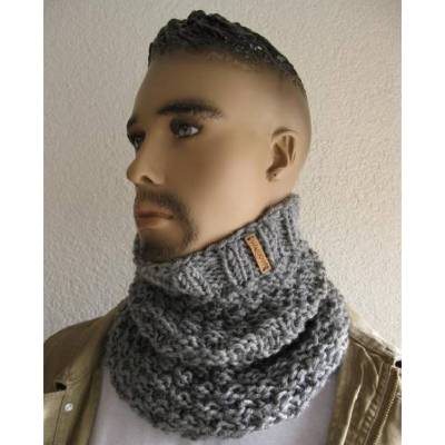 Schlupfschal Schlauchschal für Männer Uni Grau meliert
