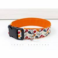 Hundehalsband, Blumen, orange, retro, rot, blau, gelb, Hund, Halsband, Kunstleder, Welpe, Hunde, Haustier, trendy, stylisch, abstrakt Bild 1