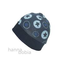 Mütze, Bündchenmütze, Kopfumfang 44-46 cm, Sterne auf blau Bild 1