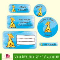 Schulaufkleber-Set | Giraffe - 143 teilig, Namensaufkleber, Stifteaufkleber, Adressaufkleber, Heftaufkleber Bild 1