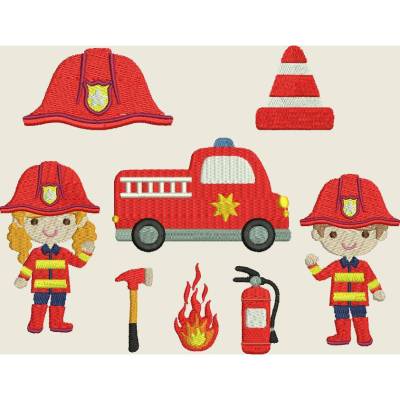 Stickdatei Feuerwehr Feuerwehrauto Feuerwehrmann Design by Jasmina Set 565