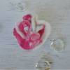 Filzrose weiß pink als Filzbrosche zum Anstecken Bild 3