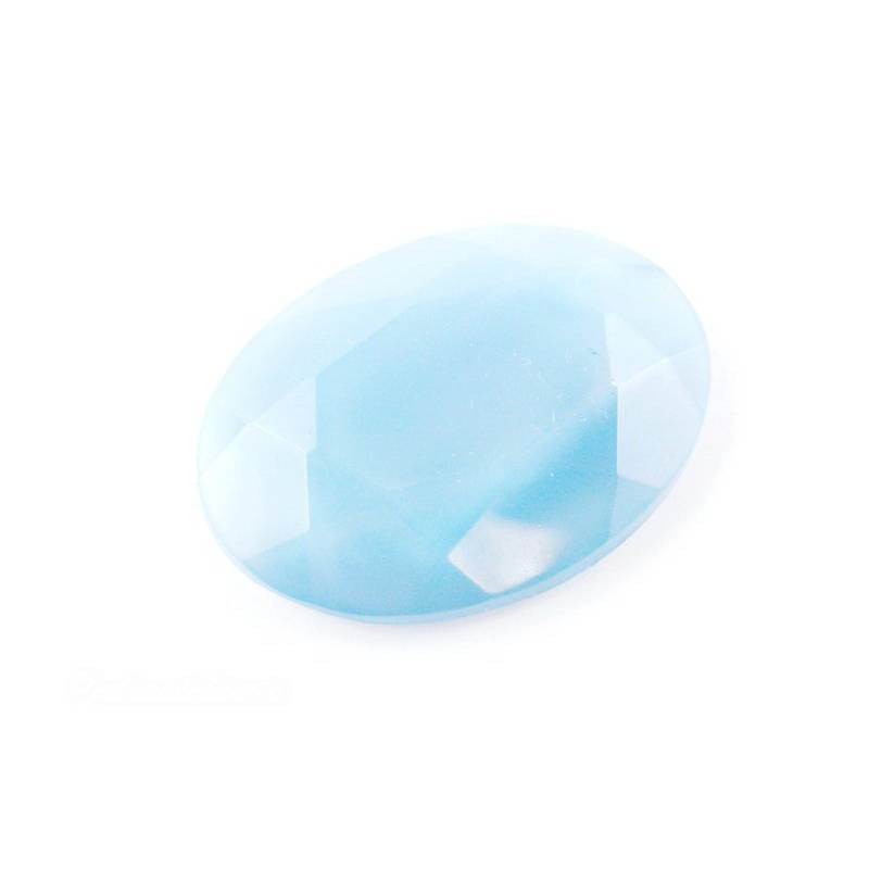 Facettierter Glascabochon Seidenglas hellblau 18 x 25 mm Bild 1