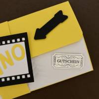 Geschenkverpackung für Kinokarte Einladung für Kinobesuch Gelb-Schwarz Bild 4