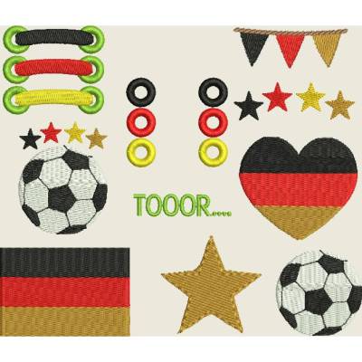 Stickdatei Fussball / Ösen  Puschen Set Kleine Motive