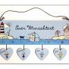 Maritimes Türschild Holz für Familien personalisiert mit Namen, Figuren und Wunschtext. Geschenk für alle Anlässe. Bild 1
