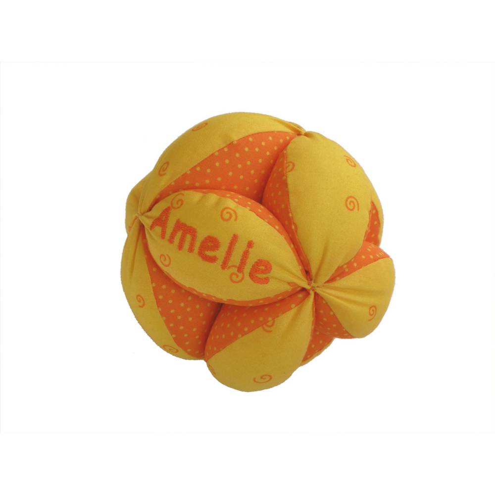 personalisierter Greifball mit Rassel, gelb Bild 1