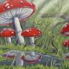 Acrylgemälde "Fliegenpilze nach dem Regen" - Kunst Wandbild Pilze Natur Bild Deko gemalt 50cmx40cm Bild 2