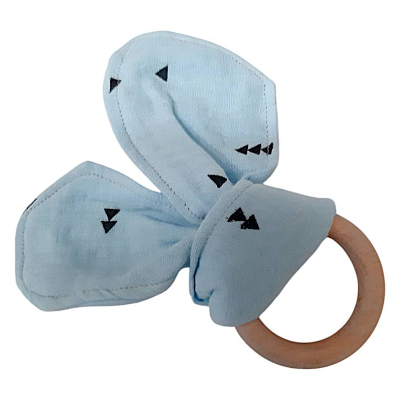 Greifling mit Hasenohren aus Musselin, Beißring