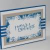 Geburtstagskarte in Blau und Weiß mit Stoffband Bild 3