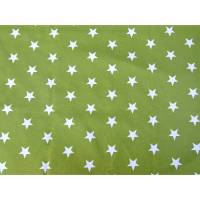 Baumwollstoff Sterne grün, Webware weiße Sterne auf grün Bild 1