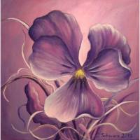 Acrylgemälde "Mysterious Violet" - Kunst Bild Veilchen Blumenbild Leinwand 30cmx30cm Bild 1