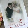 Hochzeit, Hochzeitskarte, Karte zur Hochzeit mit Brautpaar Motiv & roten Herzen. Bild 2