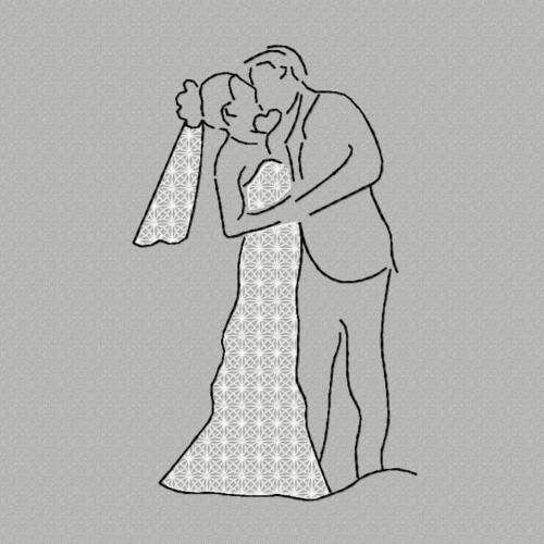 Stickdatei Brautpaar Rahmen 13x18, Braut, heiraten, Heirat, Liebe, Paar, sticken, Stickmuster, Spitze, Hochzeit