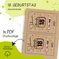 Druckvorlage Geburtstagskarte zum 18. Geburtstag - Glückwunschkarte - volljährig - Geschenkidee - Kleinigkeit Bild 3