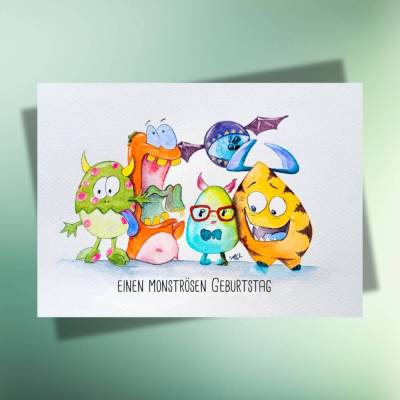 Einen monströsen Geburtstag - Postkarte | Geburtstag | Kindergeburtstag