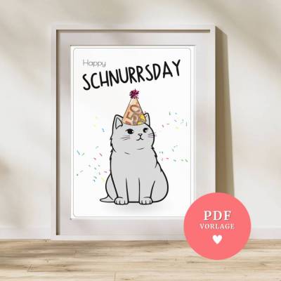 Happy Schnurrsday – DIY Geldgeschenk für Katzenfans – PDF-Datei zum Download