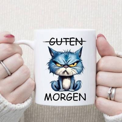 Tasse Lustig Witzig Sarkastisch Guten Morgen Keramik Emaille Geschenkidee 