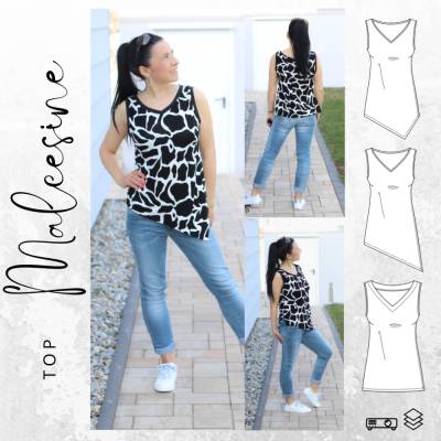 Ebook PDF Schnittmuster Damen Top MALCESINE Gr. 34-54