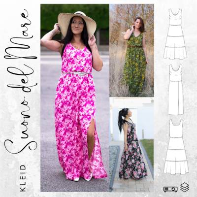 Ebook -PDF Schnittmuster Damen Kleid SUONO DEL MARE Gr. 34-48