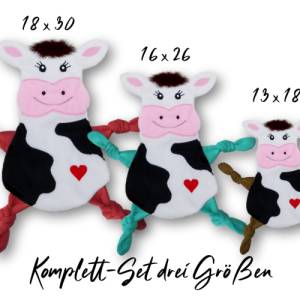 Stickdatei ITH Kuh Kuscheltuch in drei Größen, Baby Schmusetuch, Kuscheltier, Schnuffeltuch Bild 1