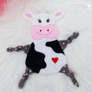 Stickdatei ITH Kuh Kuscheltuch in drei Größen, Baby Schmusetuch, Kuscheltier, Schnuffeltuch Bild 3