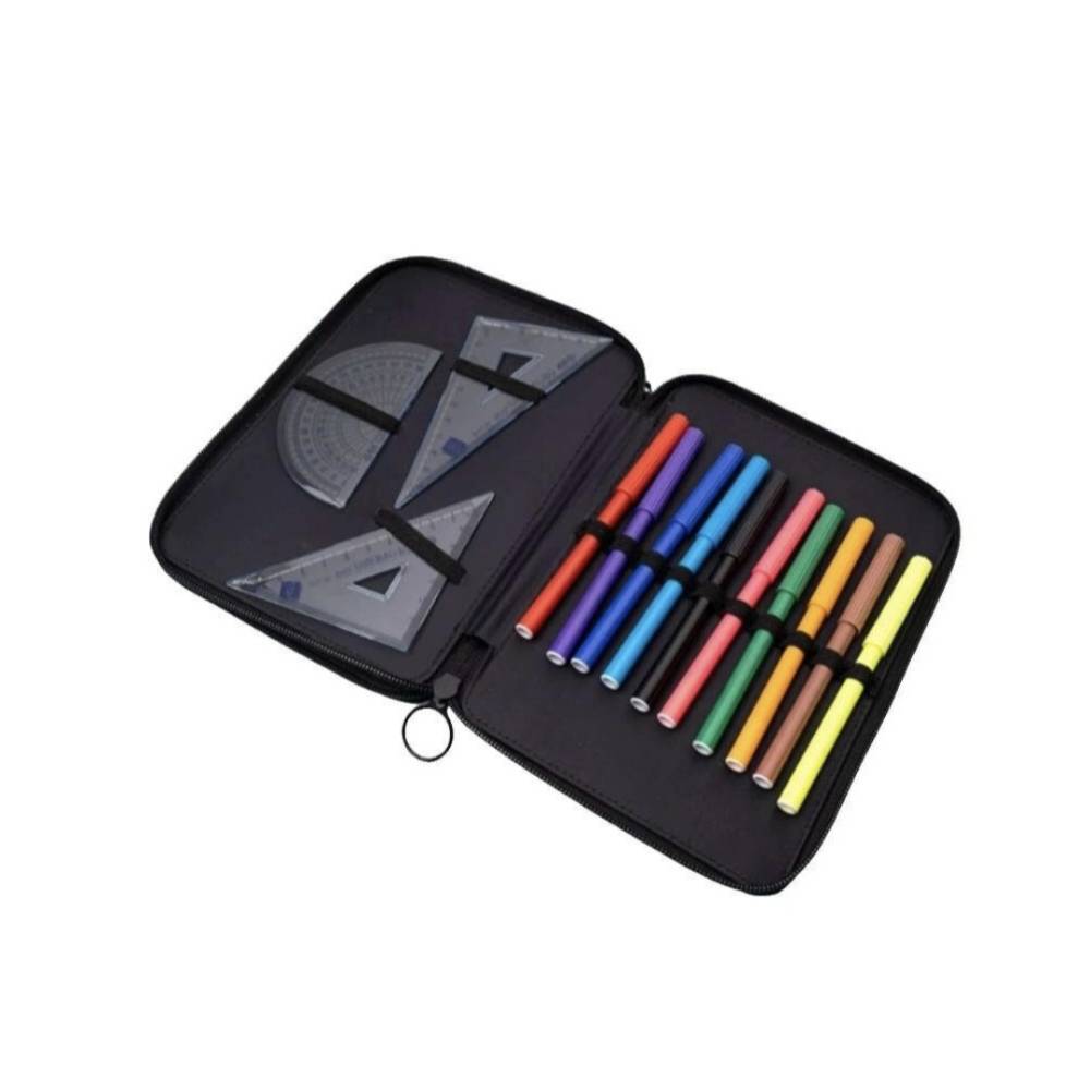 Federpenal Mit 3 Fächern - Stiftemäppchen Für Schule & Büro In Beige