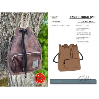 Hugo Bag – PDF Schnittmuster für eine stylische & praktische Beuteltasche mit Kordelzug, Reißverschlusstasche