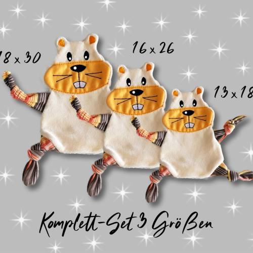 Stickdatei Hamster Kuscheltuch ITH in drei Größen, Baby, Schmusetuch, Kuscheltier, Schnuffeltuch