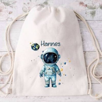 Kinder Turnbeutel mit Name Astronaut Jungen personalisiert 