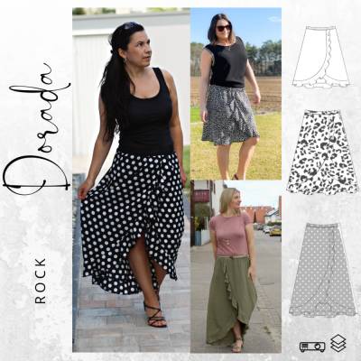 Ebook PDF Schnittmuster Damen Rock Volant-Rock DORADA Gr. XS-XXL