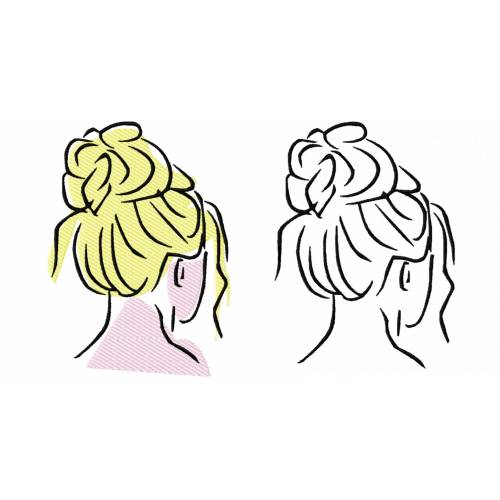 Stickdatei Frau Kopf, 10x10 und 13x18, Kopf, Dutt, Haare