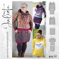 Ebook PDF Schnittmuster Damen  Hoodie/Hoodiekleid JULIETA 34-52 + Kragen Add on, Beamerdatei, Großformat und A4 in Bild 1