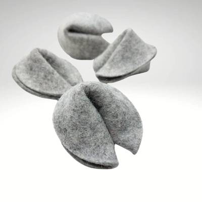 4 Glückskekse aus Filz zum selber befüllen Wollfilz . steingrau