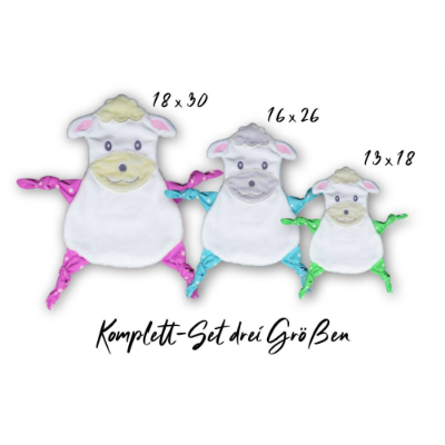 Stickdatei Lämmchen Kuscheltuch ITH drei Größen, Schmusetuch, Kuscheltier, Schnuffeltuch